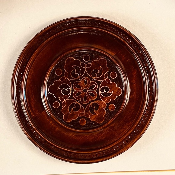 Vintage Brass Inlaid and carved wooden Polish Plate Charger. - Picture 3 of 6